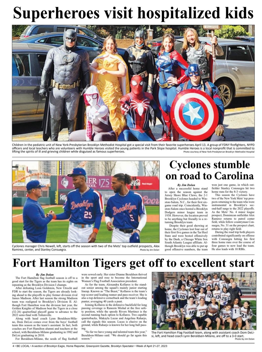 FHHS Flag Football team article from the Brooklyn reporter 