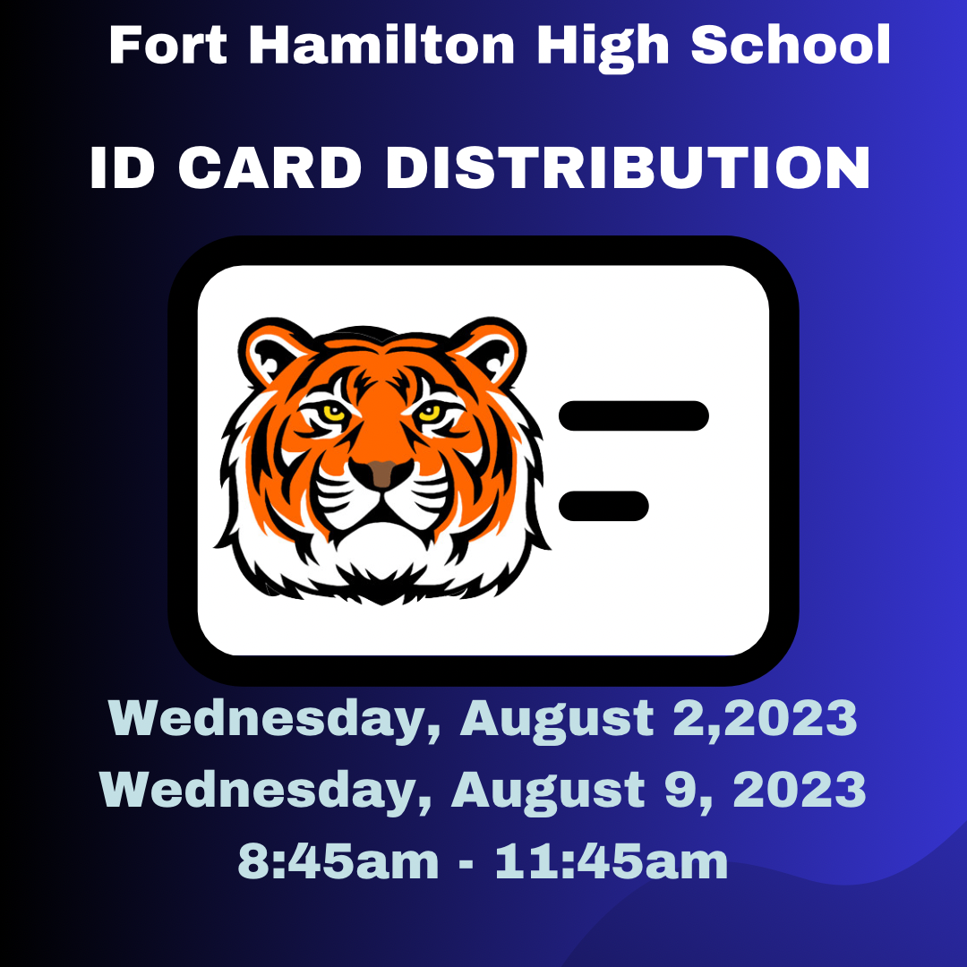 Student IDs for incoming 9th grade students will take place on Wednesdays Aug 2 and Aug 9 from 8:45 - 11:45 AM.
